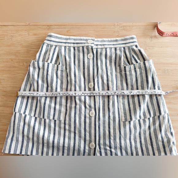 Linen Skirt “Oak + Fort” Button front - Blue/White Stripe Linen- Size Small - Picture 8 of 8